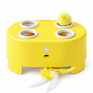Interactive Cat Toy with Feather Lure, Yellow