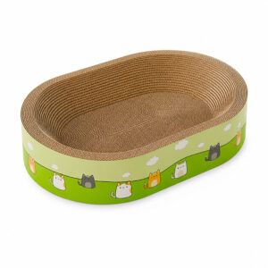 Cat Scratcher Lounger Bed with Printed Green Sides