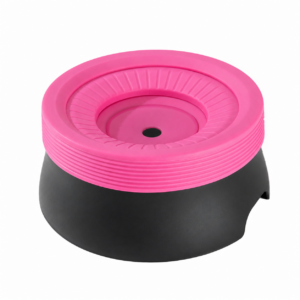 Pet Floating Water Bowl with Raised Rim, Pink and Black