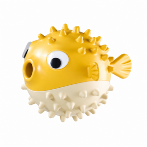 Pufferfish Treat Toy for Dogs and Cats, Yellow